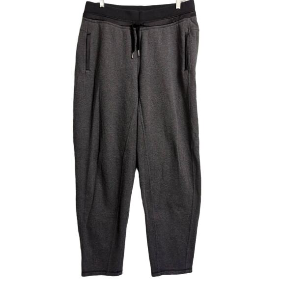 Lululemon Dark Grey Black Drawstring Pockets Tapered Jogger Pants Size 12